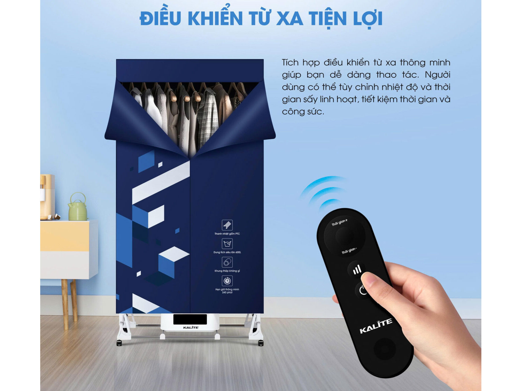 Tủ sấy quần áo có remote