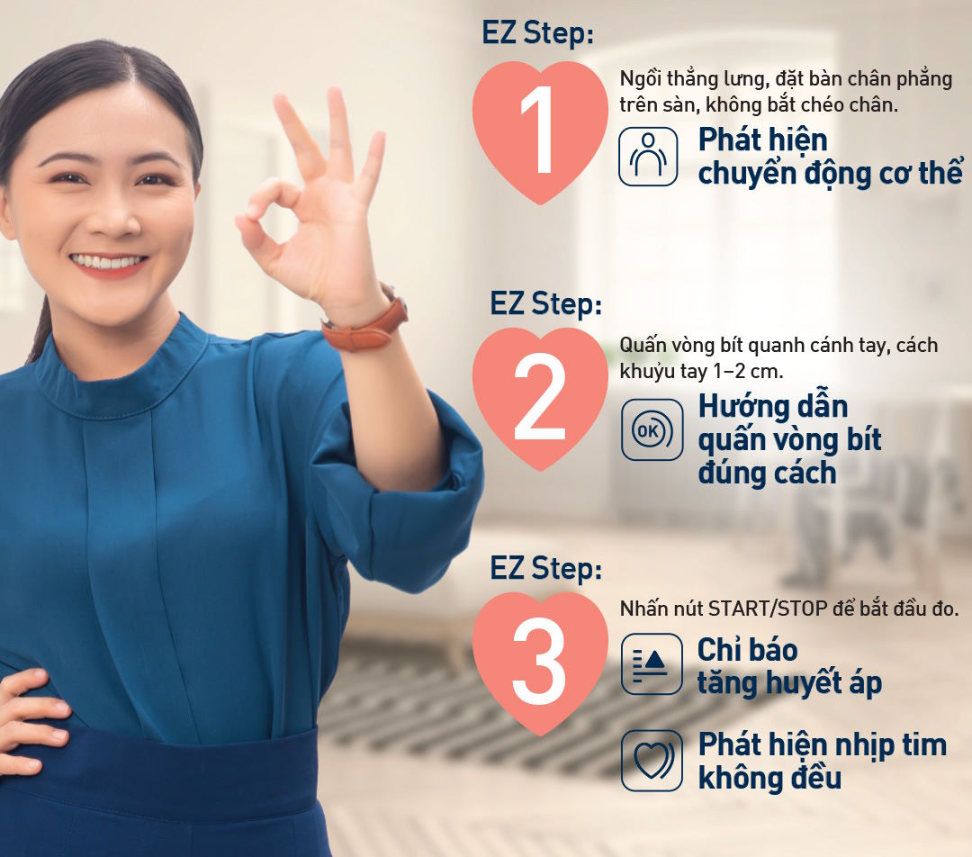 Hướng dẫn quấn vòng bít – Đảm bảo kết quả chuẩn xác Máy đo huyết áp tự động Omron HEM-7183T1-C