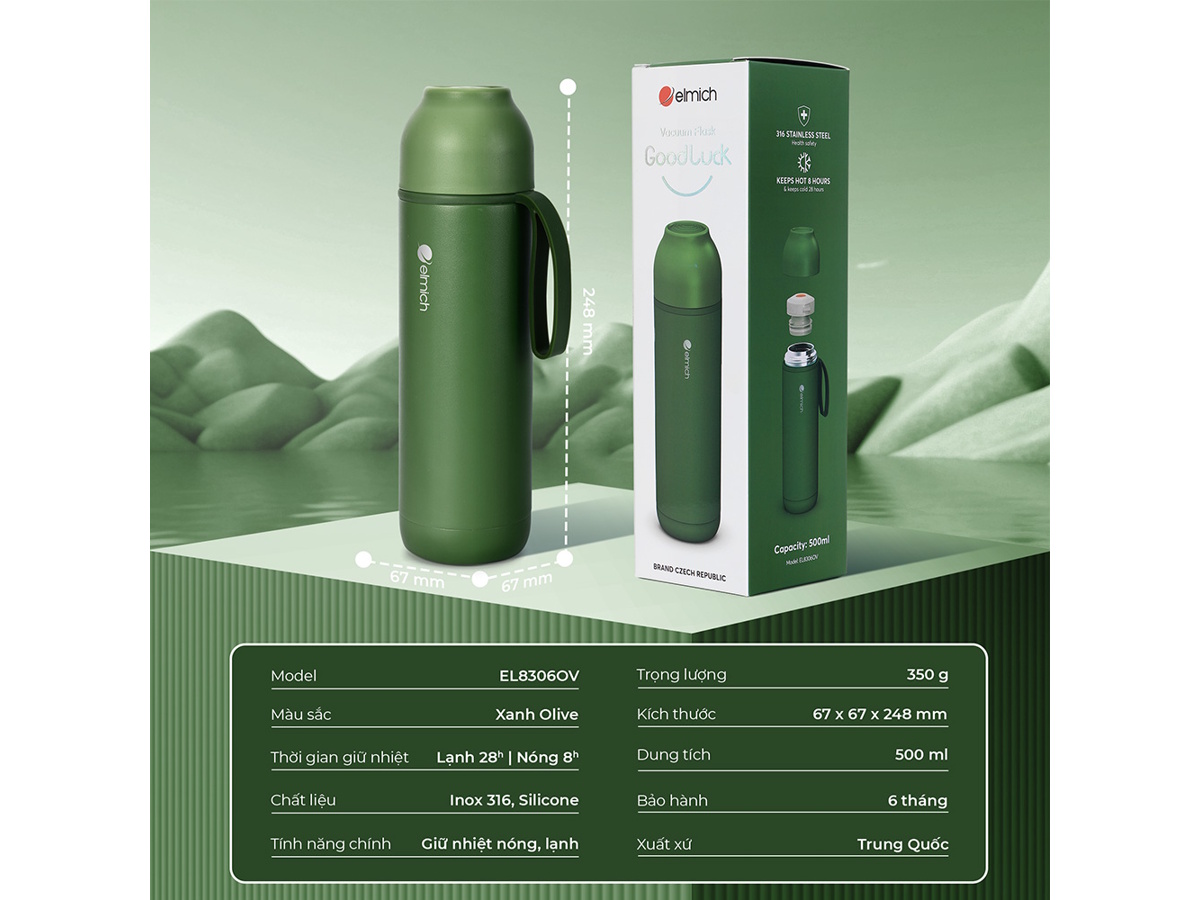 Bình giữ nhiệt inox 316 Elmich EL8306 