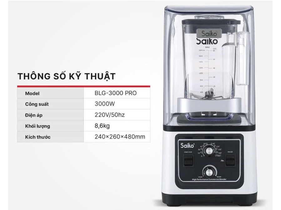 Máy xay sinh tố có mô tơ dây đồng, công suất 3000W Máy xay sinh tố