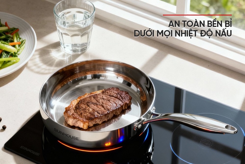 Chảo sâu inox liền khối  