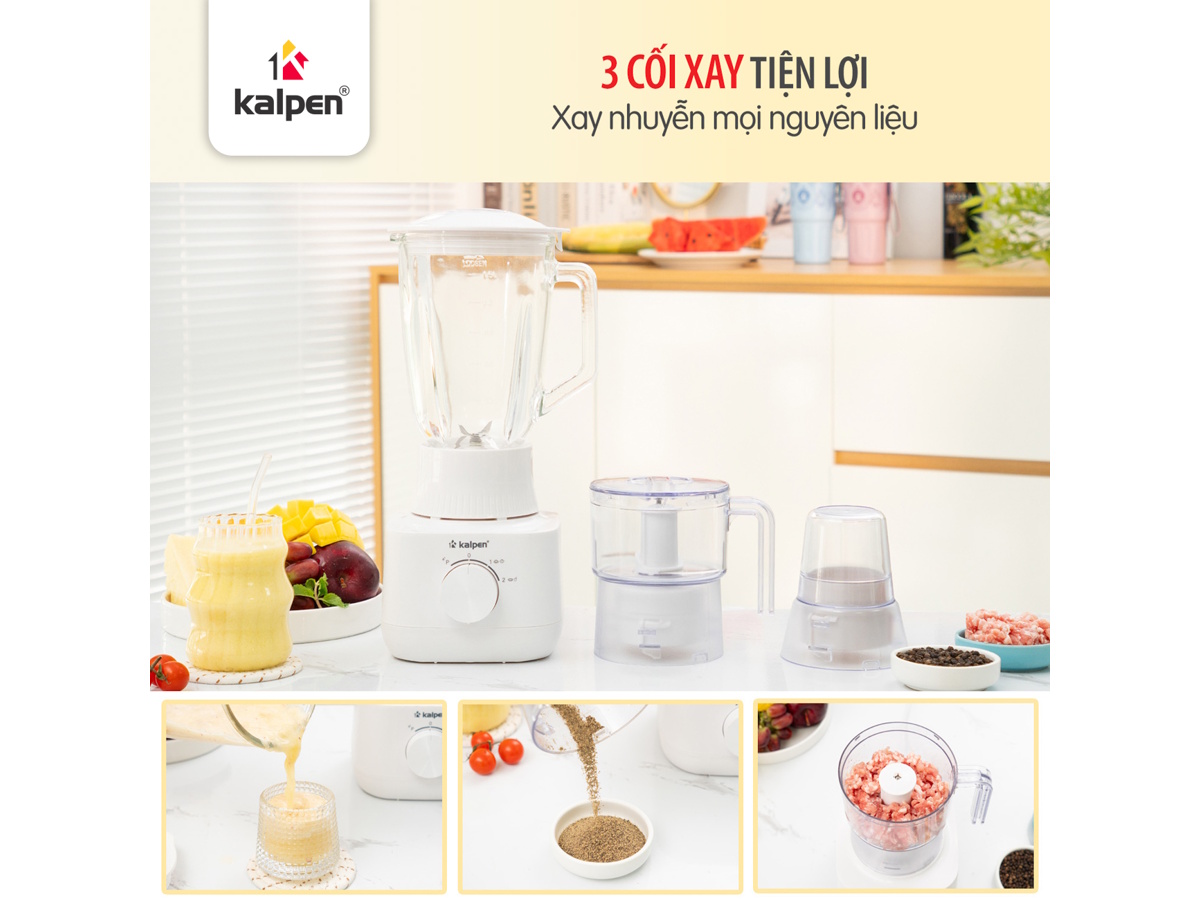 Máy xay đa năng 3 cối thủy tinh  