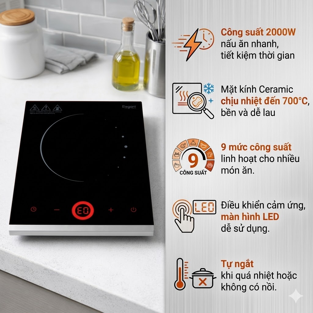 Bếp từ đơn Elegant S2105-E