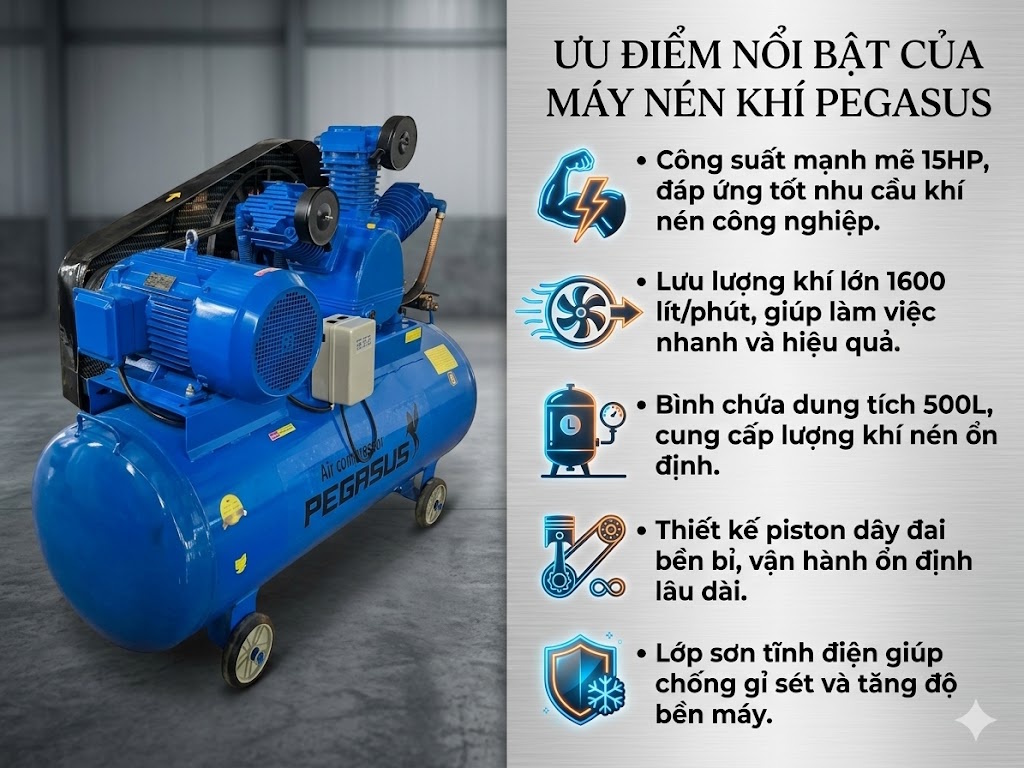Máy nén khí Pegasus TM-W-1.6/12.5-500L 380V 
