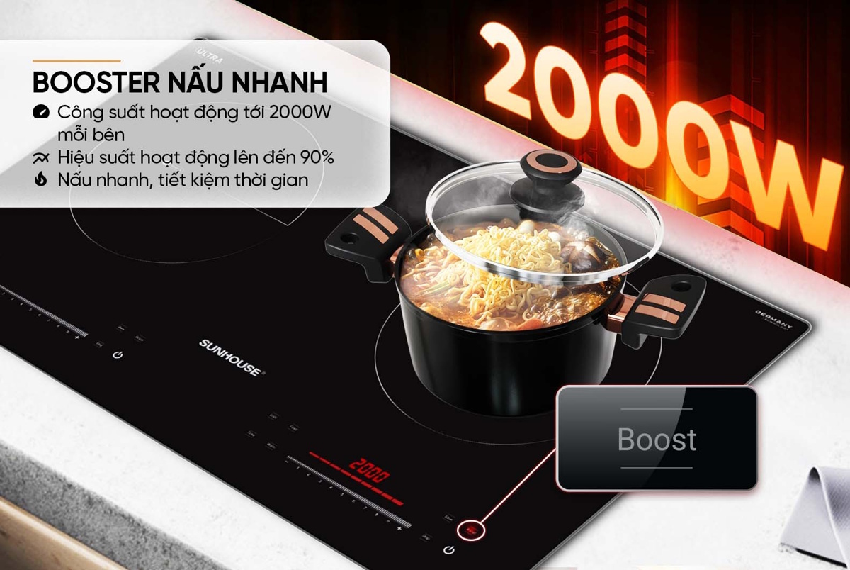 Bếp đôi điện từ Sunhouse 