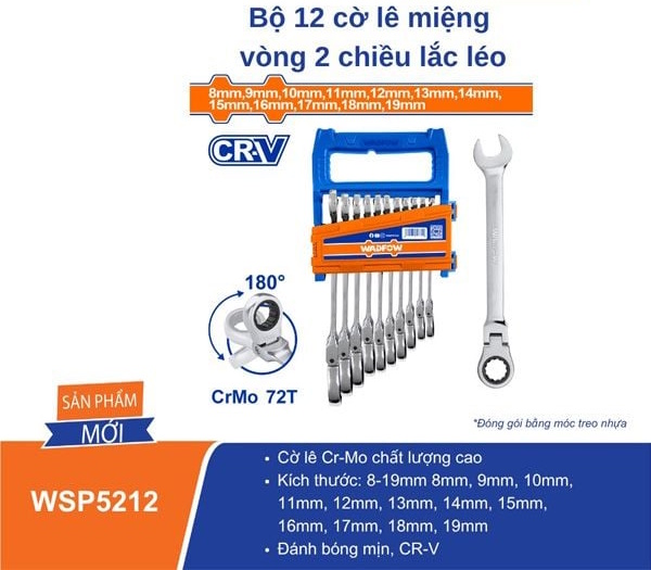 Bộ 12 cờ lê vòng lắc léo Wadfow WSP5212