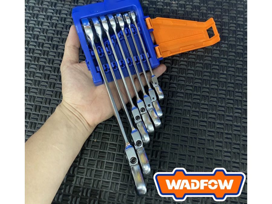 Bộ cờ lê miệng vòng xoay Wadfow có móc nhựa cất giữ cẩn thận Bộ cờ lê miệng vòng xoay Wadfow