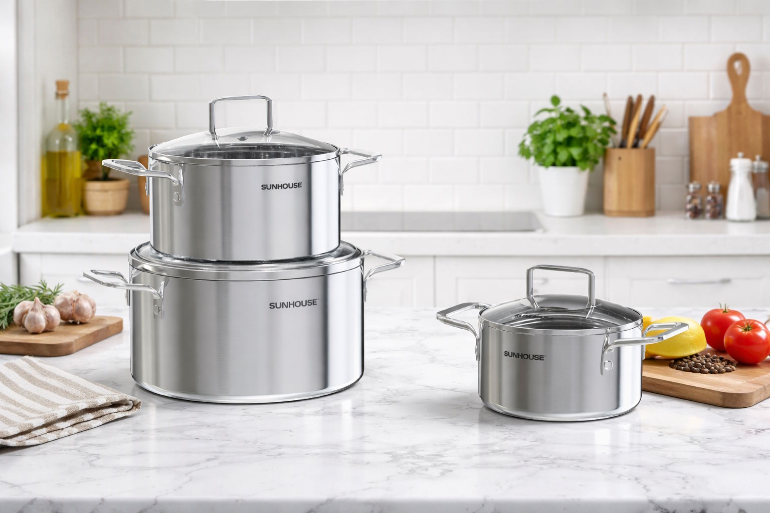 Bộ nồi inox 304 liền đáy Sunhouse Healthy SHG705