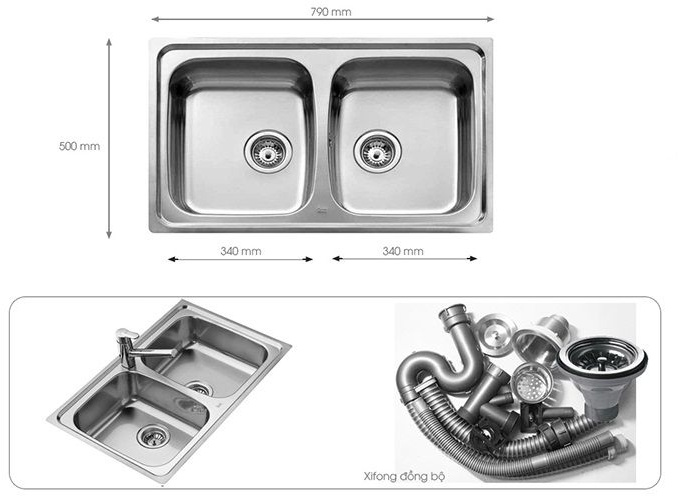 Kích thước của chậu rửa bát Chậu rửa bát