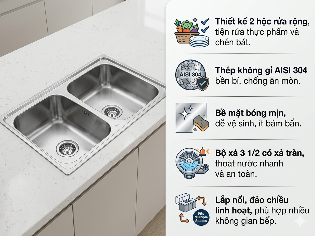 Chậu rửa bát Teka UNIVERSO 79 2B Chậu rửa bát Teka UNIVERSO 79 2B