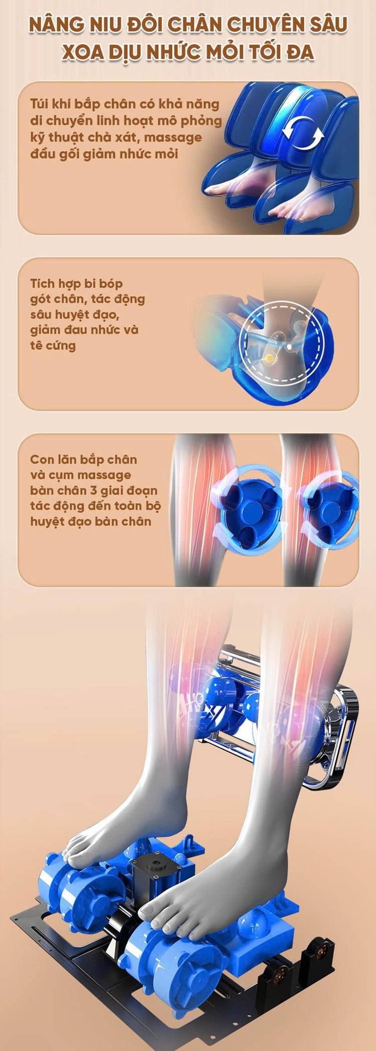 Ghế massage giúp nâng niu đôi chân, xua tan đau nhức Ghế massage chính hãng