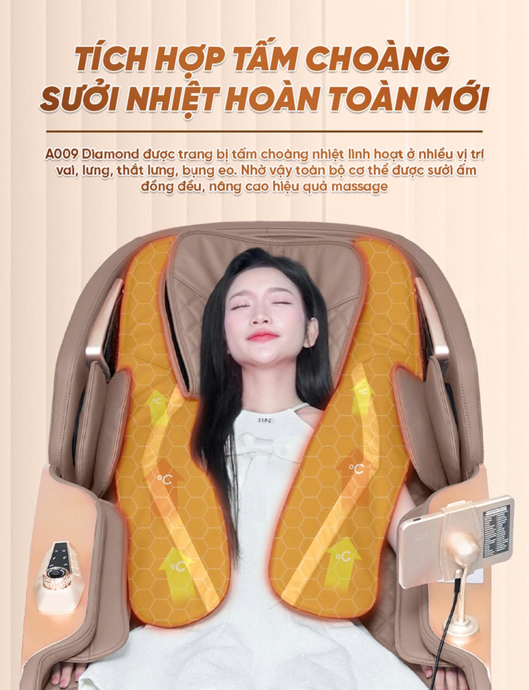 Ghế massage toàn thân tích hợp tấm choàng sưởi nhiệt Ghế massage toàn thân