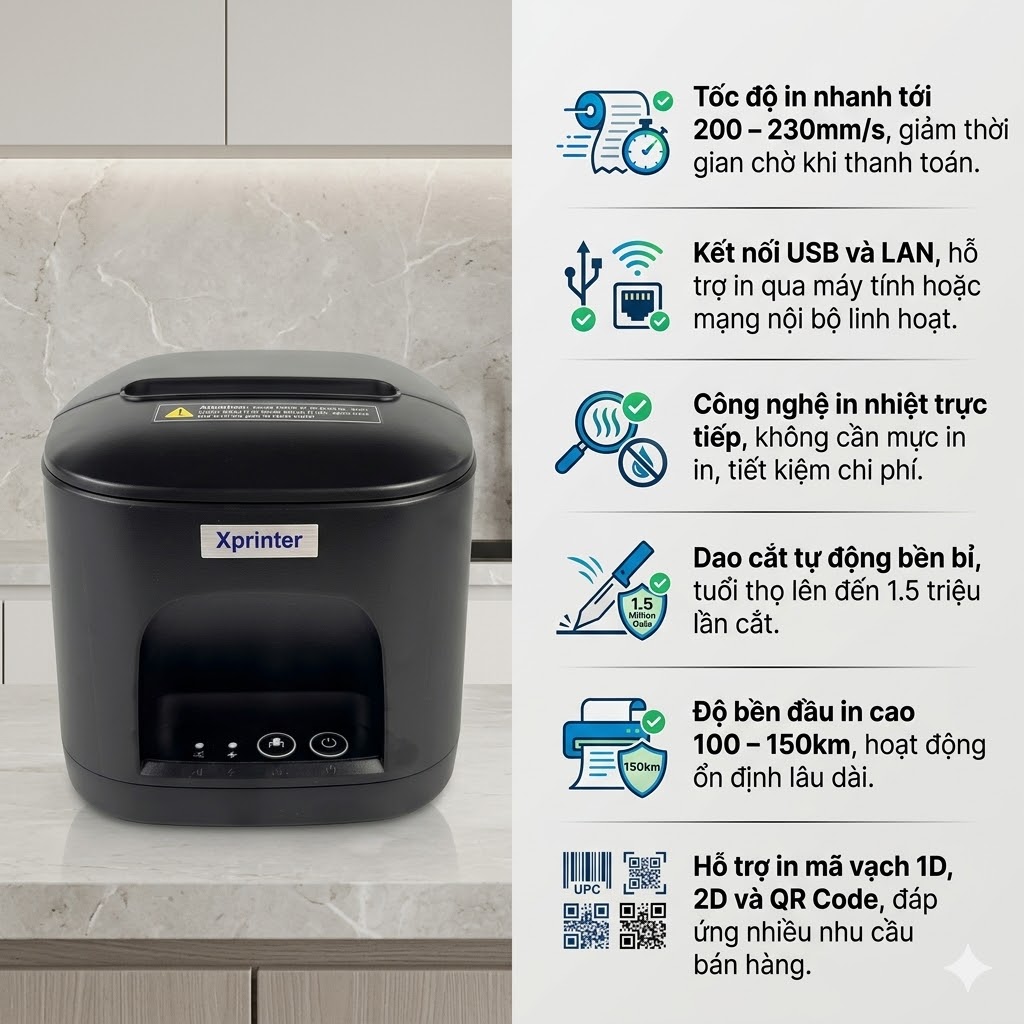 Máy in hóa đơn Xprinter XP-Q80BS