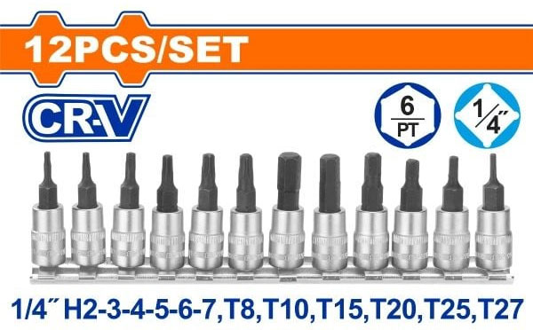 Bộ 12 đầu tuýp 1/4 inch Wadfow WST2414