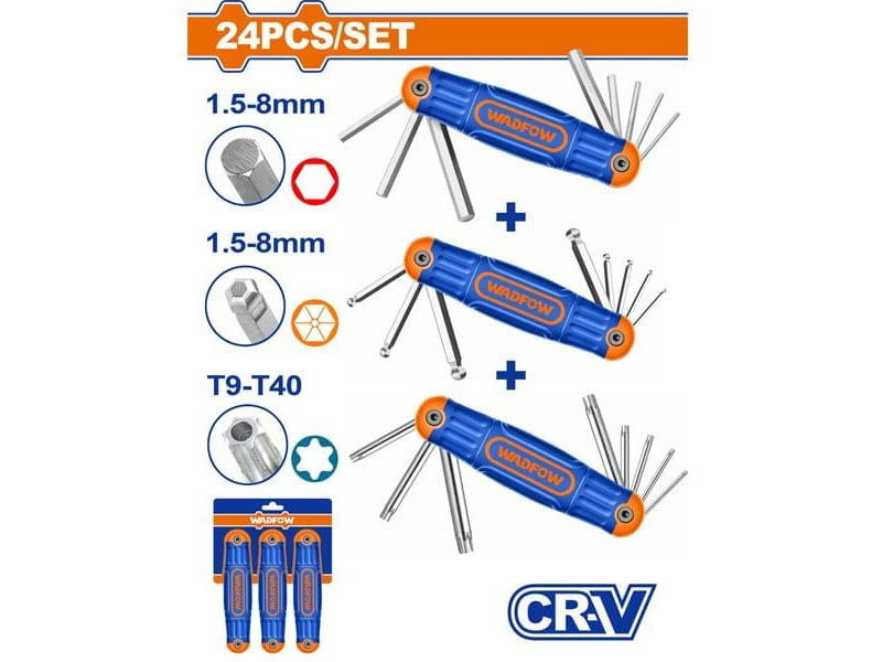 Bộ chìa lục giác và bông gấp gọn Wadfow WHK4203 Bộ chìa lục giác và bông gấp gọn Wadfow WHK4203