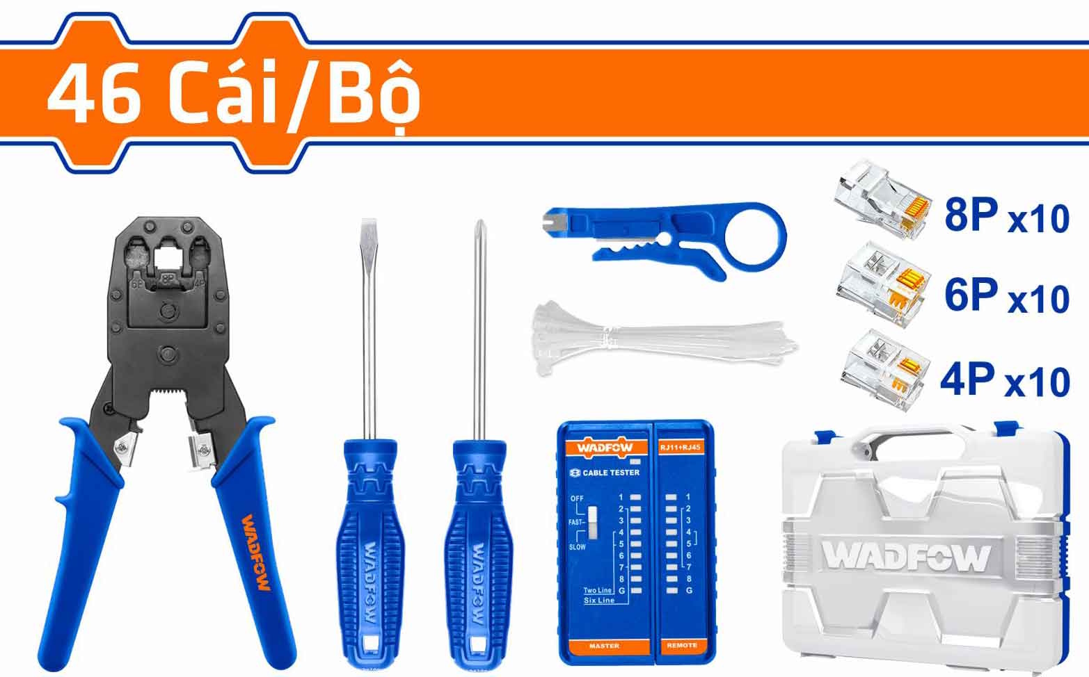 Bộ đồ nghề sửa chữa điện viễn thông 46 chi tiết Wadfow WHS2B46