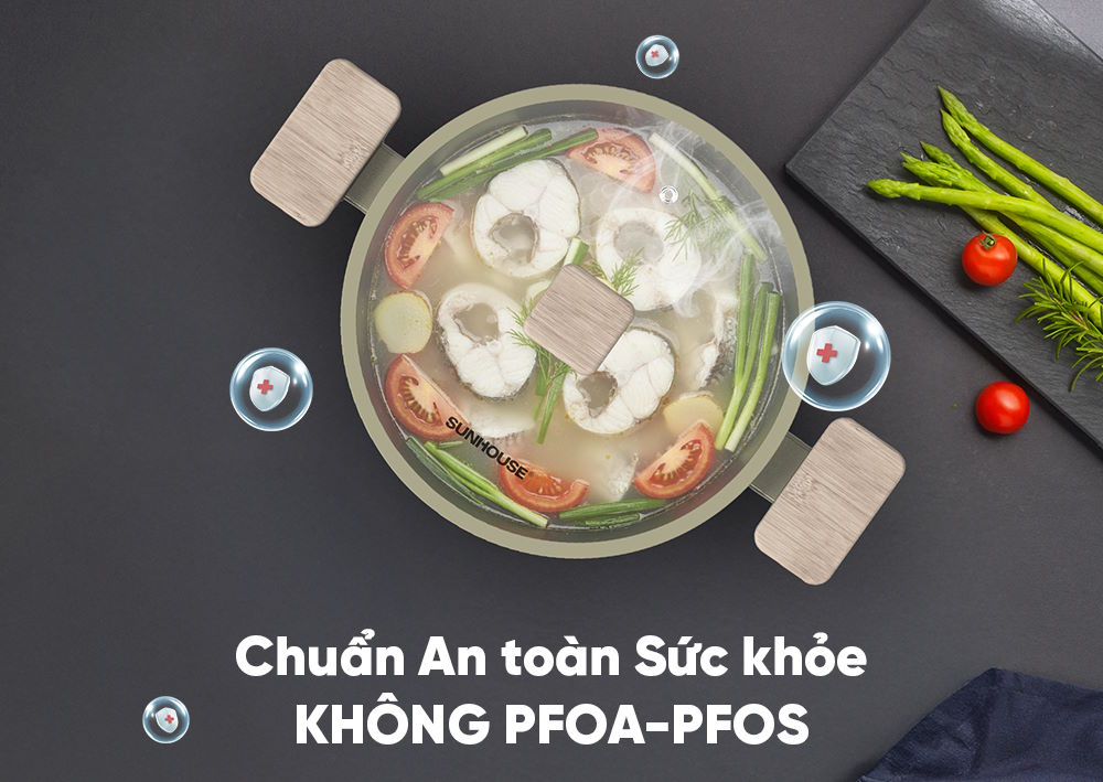 Chống dính ILAG Ultimate từ Thụy Sĩ – An toàn cho sức khỏe Bộ nồi Sunhouse Titanium Plasma ST2210P