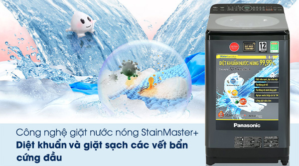Máy giặt Panasonic Inverter 9.5 Kg NA-FD95V1BRV có công nghệ giặt nước nóng hiện đại