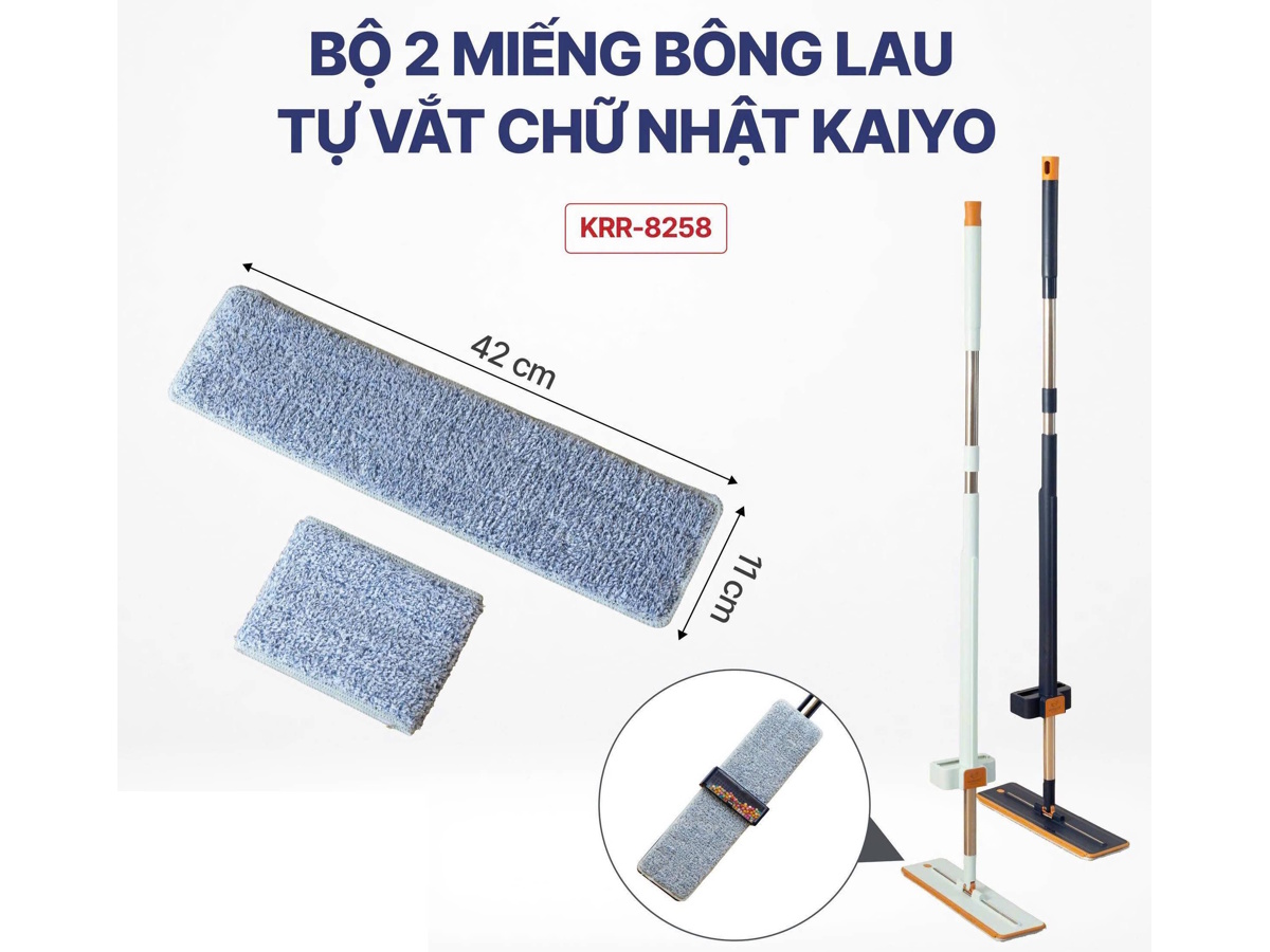 Bộ 2 miếng bông lau tự vắt chữ nhật Kaiyo KRR-8258 Bộ 2 miếng bông lau tự vắt chữ nhật Kaiyo KRR-8258
