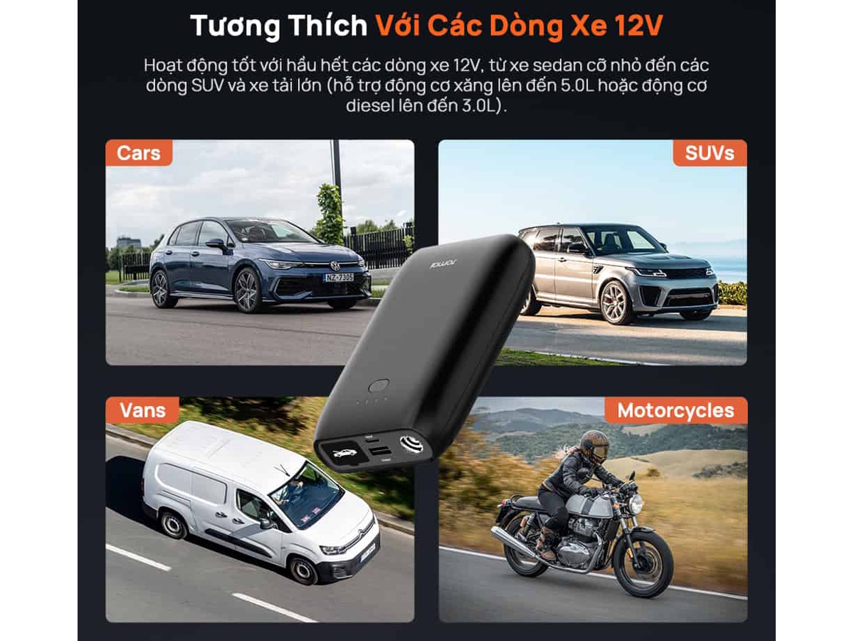 Bộ kích bình điện ắc quy xe ô tô 70mai  