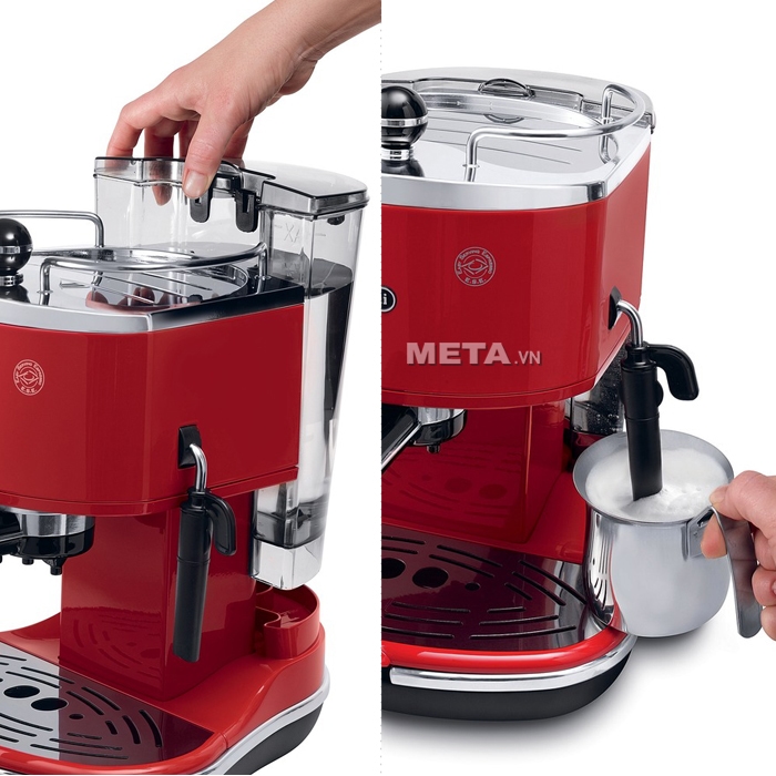 Máy pha cà phê Delonghi Pump Espresso ECO310.R dễ tháo rời bình nước để vệ sinh.