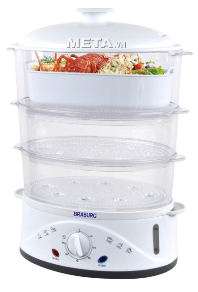 Nồi hấp điện đa năng 3 tầng Braburg có thể hấp hải sản