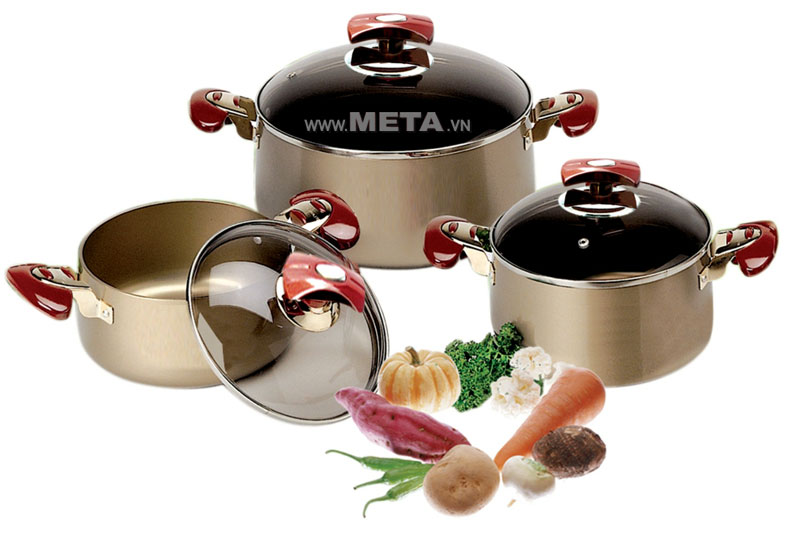 Bộ nồi Anod Sunhouse 3 chiếc SH-8831