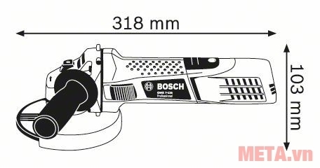 Kích thước của máy mài góc Bosch GWS 7-125 (720W).