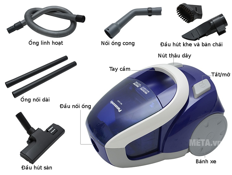 Máy hút bụi Panasonic CL431AN46 có các bộ phận tách riêng biệt nên dễ sử dụng và vệ sinh.