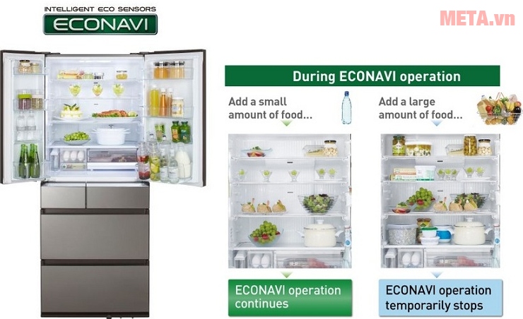 Thiết kế cảm biến ECONAVI của tủ lạnh side by side Panasonic NR-F610GT-X2.