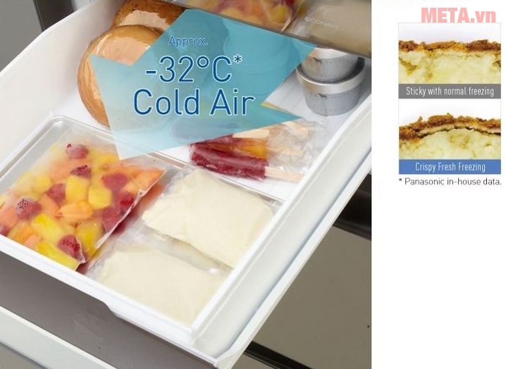 Tủ lạnh side by side Panasonic NR-F610GT-X2 sử dụng công nghệ cấp đông mềm.
