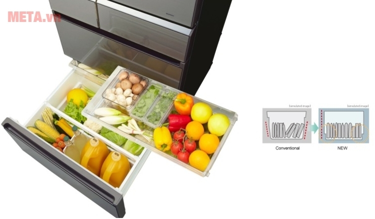 Tủ lạnh side by side Panasonic NR-F610GT-X2 giúp khử mùi của thực phẩm hiệu quả.