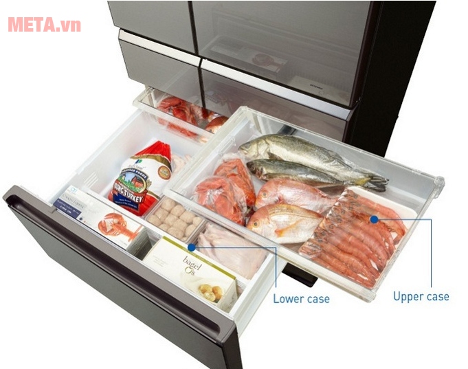 Tủ lạnh side by side Panasonic NR-F610GT-X2 với thiết kế dung tích ngăn chứa thực phẩm lớn.