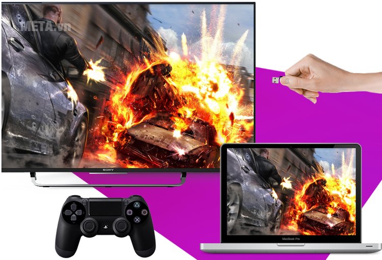Tivi Sony thông minh cho phép kết nối nhiều thiết bị ngoài.