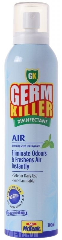 Bình xịt làm sạch không khí Germ Killer Mr McKenic 300 ml được thiết kế tiện dụng.