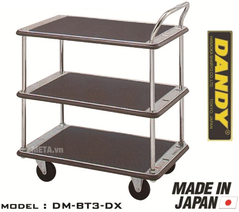 Xe đẩy hàng Nhật Bản 3 tầng Dandy DM-BT3-DX với thiết kế 3 tầng hiện đại.
