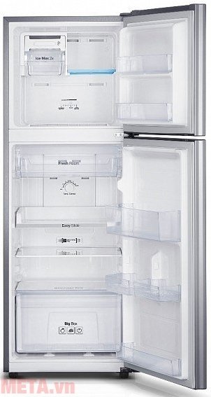 Tủ lạnh 255 lít Samsung RT25HAR4DSA với hệ thống khay kệ linh hoạt, tiện dụng.
