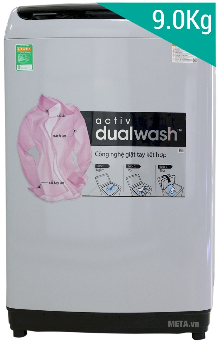 Máy giặt Samsung WA90J5710SG 9kg với khối lượng giặt lớn.