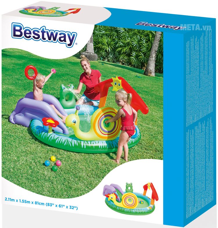 Bao bì hộp đựng bể phao liên hoàn cầu trượt ốc sên Bestway 53055.