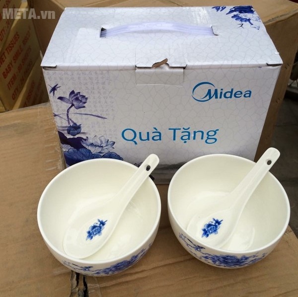 Bộ 2 bát và 2 thìa sứ Midea