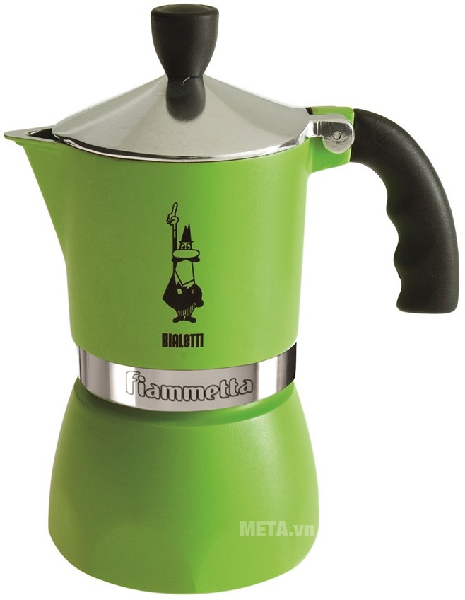 Ấm pha cà phê Bialetti Fiammetta 3Tz BCM 5772 với thiết kế màu xanh lá hiện đại.