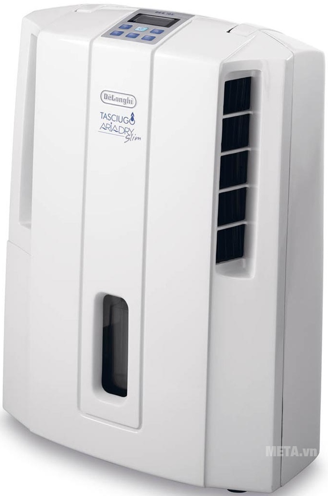 Máy hút ẩm Delonghi DES16EW với thiết kế lưới thoát khí bên thân máy. Máy hút ẩm Delonghi DES16EW với thiết kế lưới thoát khí bên thân máy.