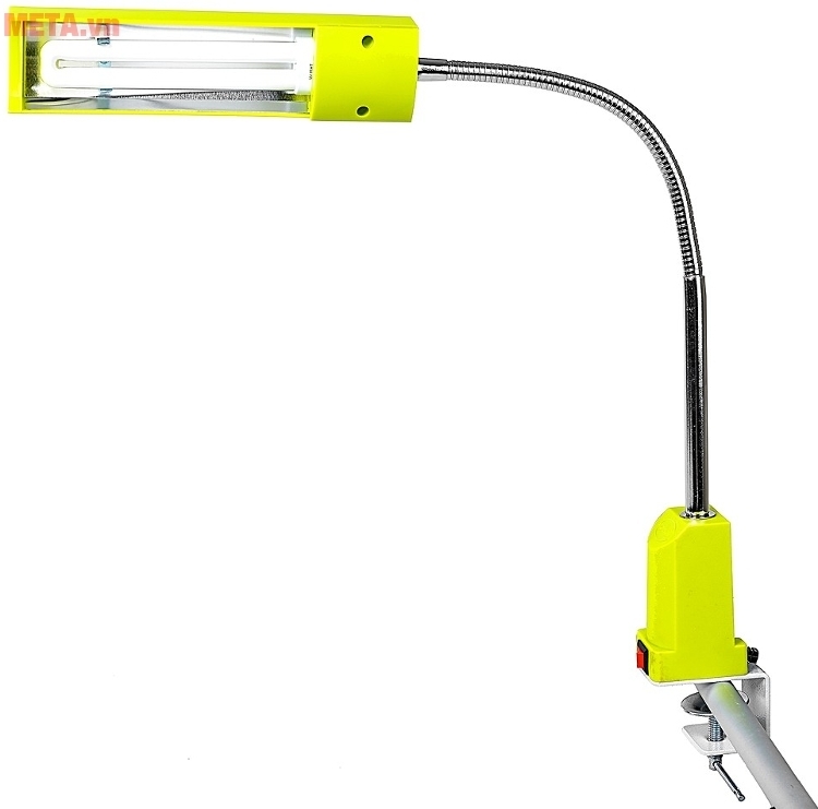 Đèn bàn biến tần kẹp bàn V-light C-FGL 13W với thiết kế màu vàng.