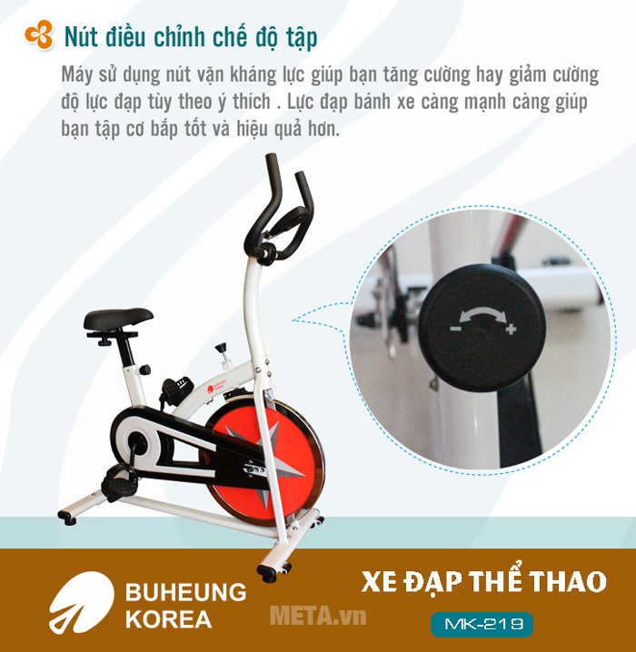 Xe đạp thể thao Buheung Korea MK-219 dễ dàng điều chỉnh nút kháng lực.