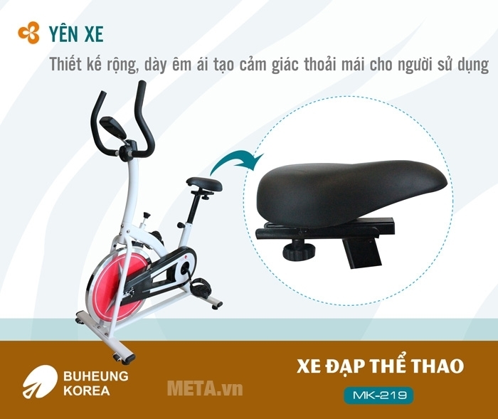 Xe đạp thể thao Buheung Korea MK-219 dễ dàng điều chỉnh chiều cao của ghế.