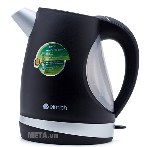 Ấm đun nước siêu tốc Elmich 1,7 lít KEE-0698 có tay cầm bằng nhựa dạng vòng cung mang lại cảm giác chắc chắn.