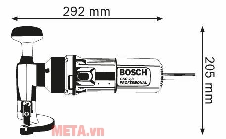 Kích thước của máy cắt kim loại Bosch GSC 2.8