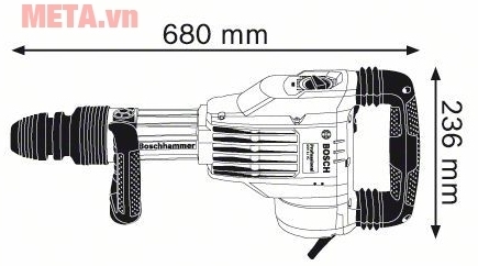 Máy đục bê tông Bosch GSH 11VC với kích thước máy lớn.