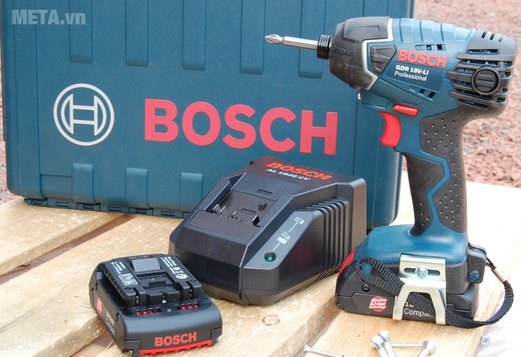 Trọn bộ máy vặn vít động lực dùng pin Bosch GDR 18V-LI. Trọn bộ máy vặn vít động lực dùng pin Bosch GDR 18V-LI.