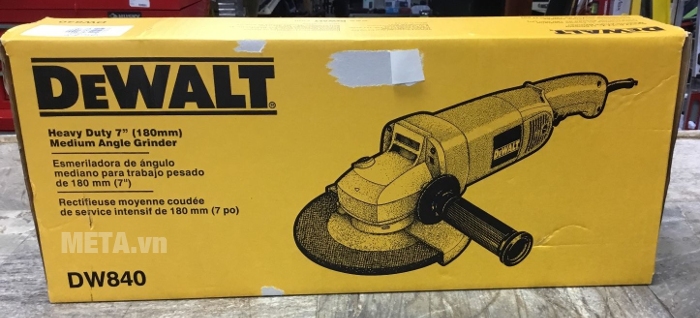 Máy mài góc 180mm 1.800W DeWalt DW840 có hộp đựng.